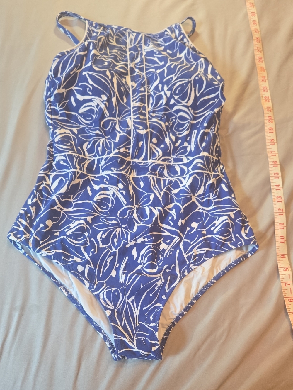 Profile By Gottex Blue and White Floral One-Piece Swimsuit